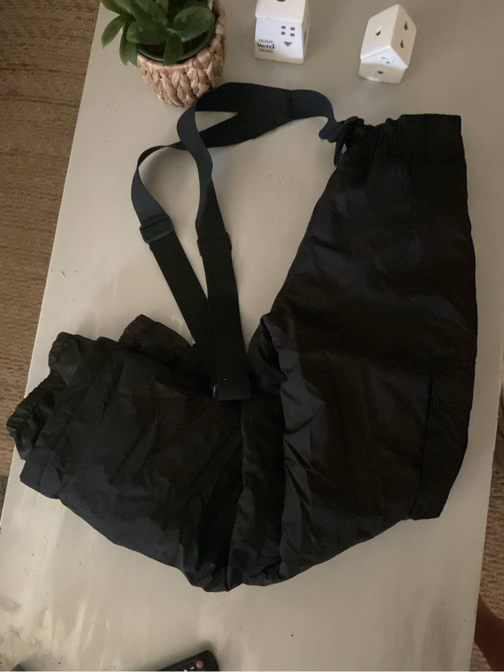 Essentials kids Black Insulated Jogger Snow Pants with Adjustable Suspenders